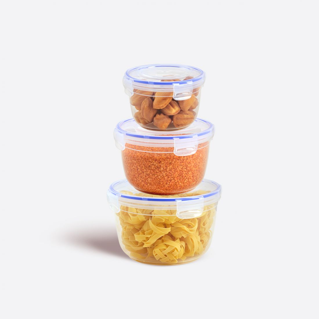 3 Parça Contalı Yuvarlak Set (1200-2100-3400 ml)