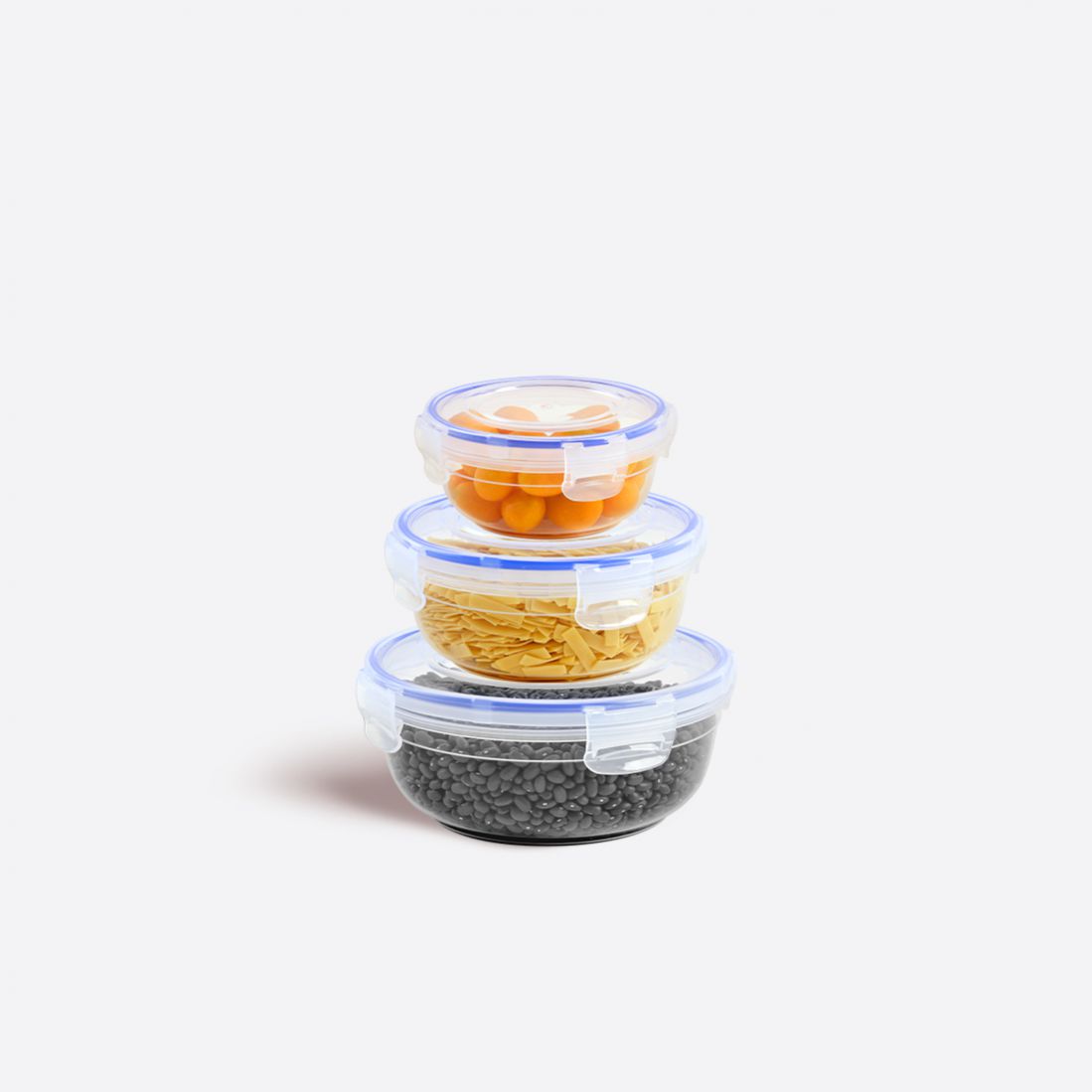 3 Parça Contalı Yuvarlak Set (400-800-1350 ml)