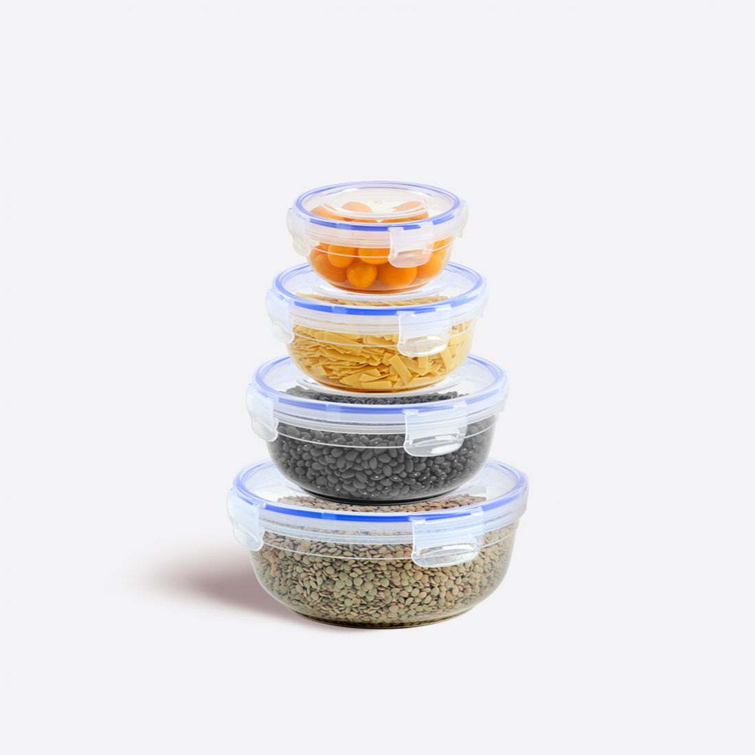 4 Parça Contalı Yuvarlak Set (400-800-1350-2250 ml)