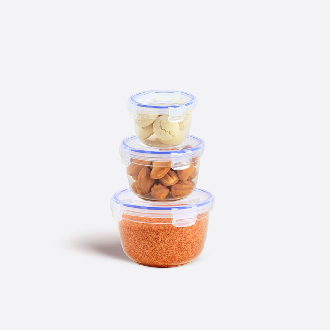 3 Parça Contalı Yuvarlak Set (625-1200-2100 ml)