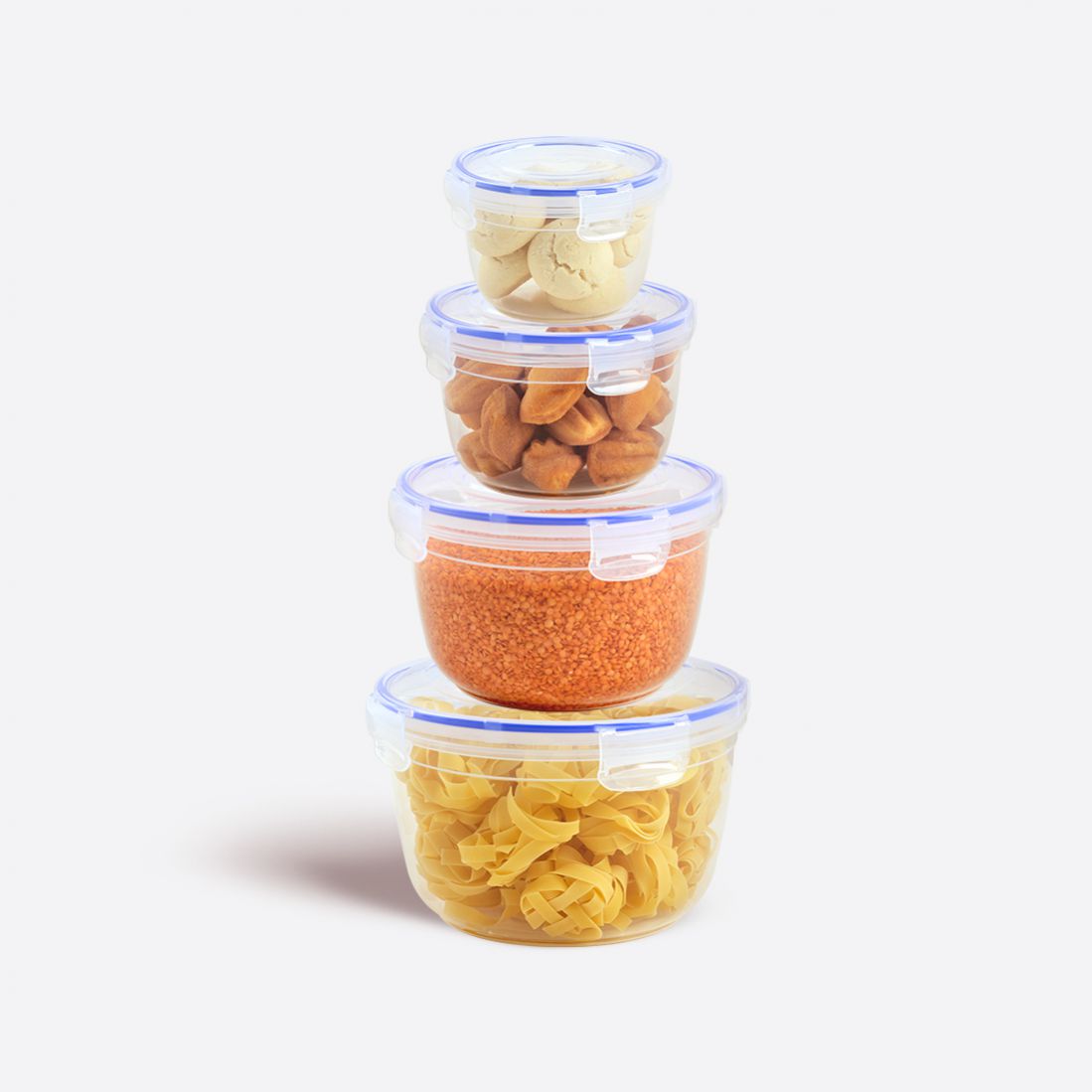 4 Parça Contalı Yuvarlak Set (625-1200-2100-3400 ml)