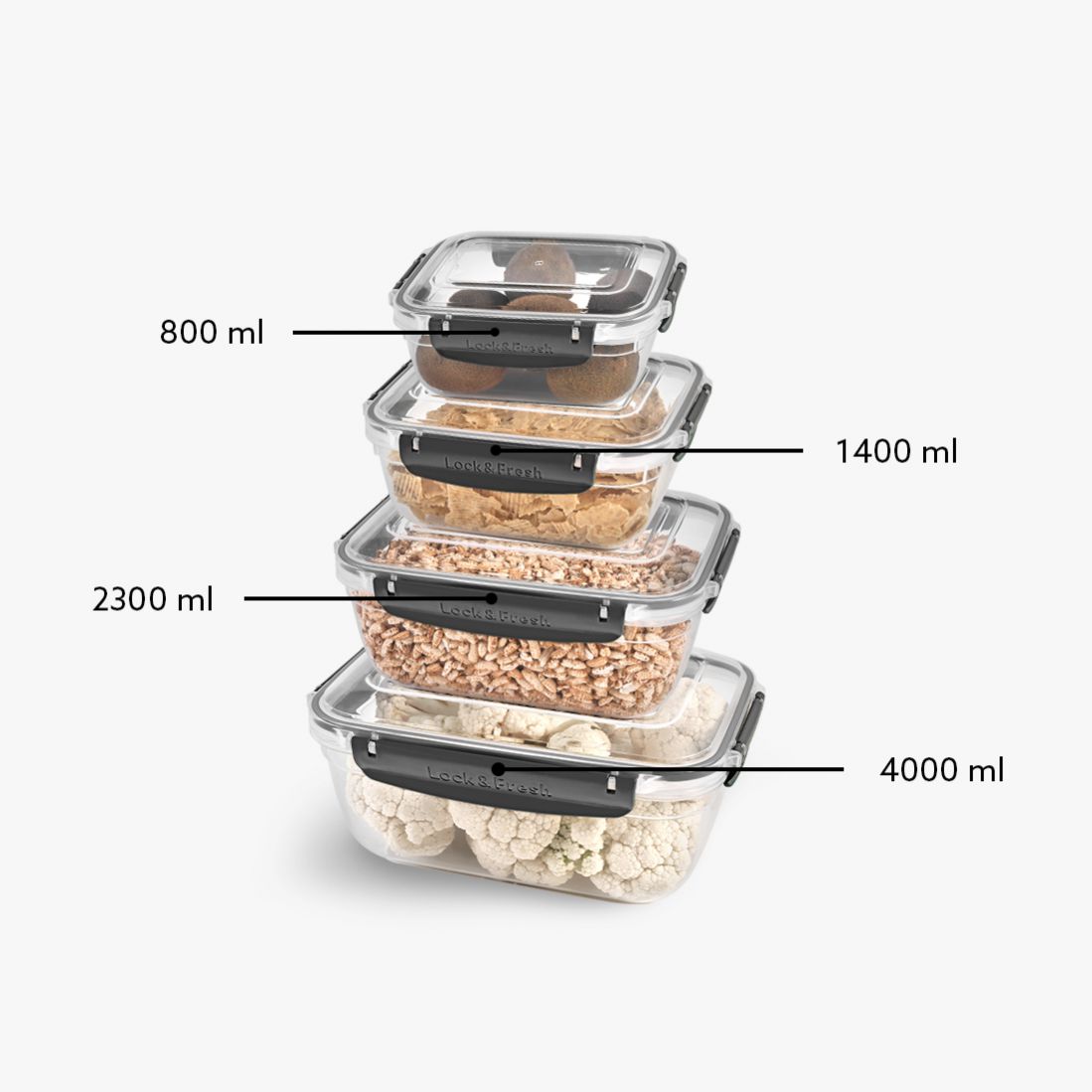 4 Pcs Master Rectangular Set (800-1400-2300-4000 ml)