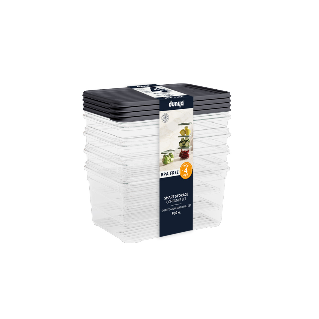 4 Parça Smart Saklama Kabı Set (4 x 950 ml)