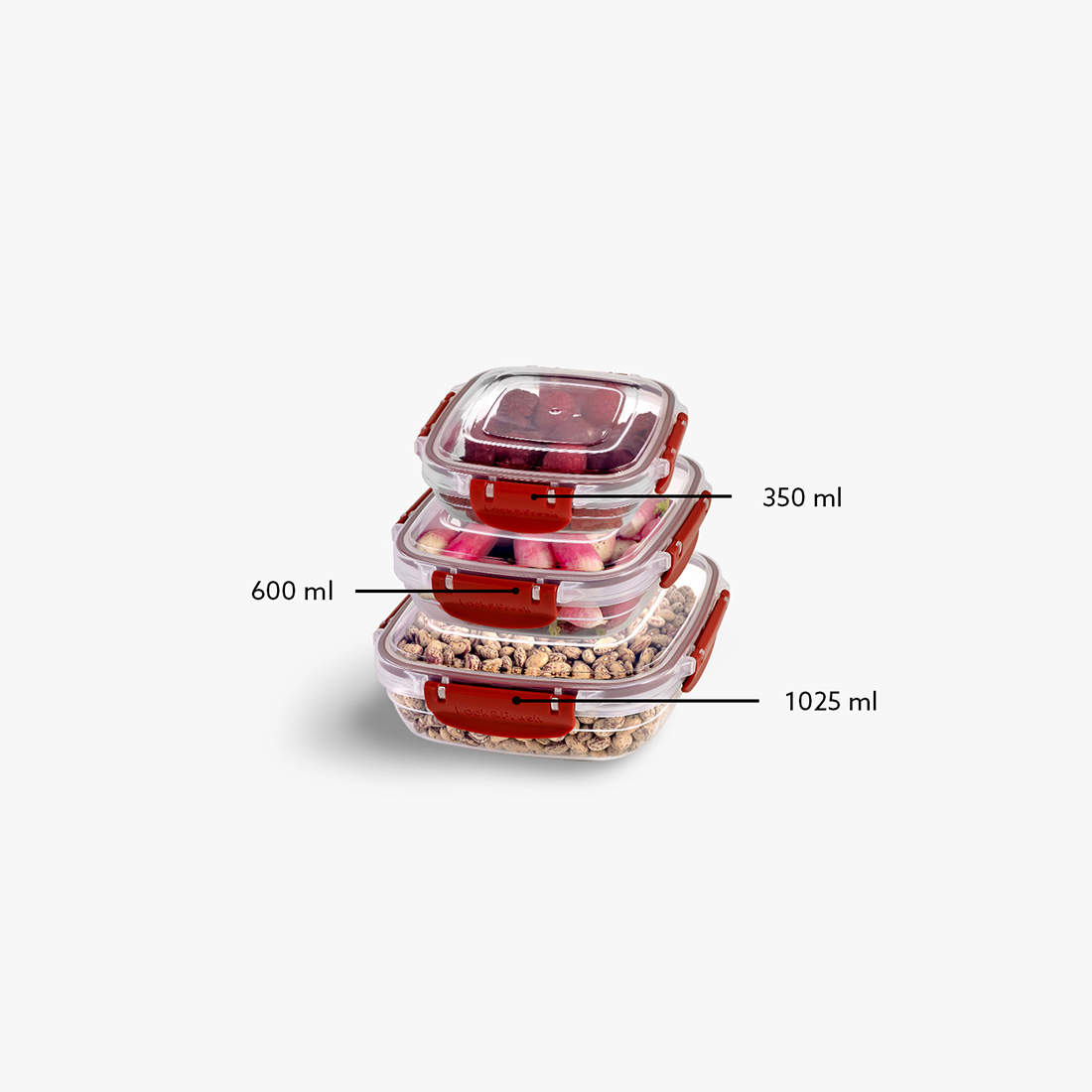 3 Parça Master Kare Set (350-600-1025 ml)