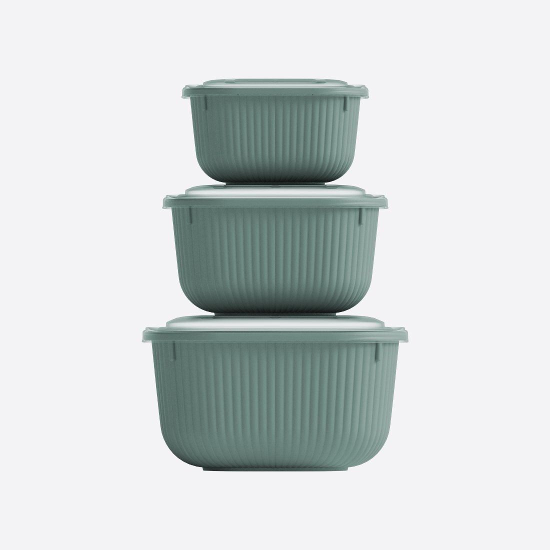 3 Parça Snap Lid Line Kare Set (600-1100-1800 ml)